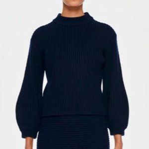 Navy cropped mockneck TIBI sweater